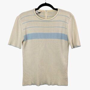 Vtg BULLOCKS WILSHIRE Women Short Sleeve Pullover Sweater Sz M Ivory Retro 94-4